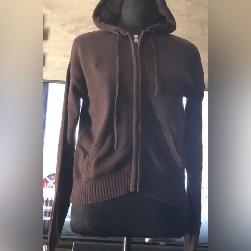 Juniors Sz Med Brown Zipper Hoodie New Ships Fast Girls Winter Wear